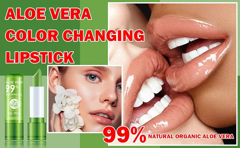 XINGXYUEL 2Pcs Aloe Vera Lipstick Magic Temperature Color Changing Lipstick Lip Stain Lip Gloss Lip Tint Set Long Lasting Moisturizer Nutritious Lip Balm Makeup - aloe vera lipstick
