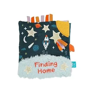 Manhattan Toy Little Rocket Finds Home Soft Activity Crinkle Book for Baby & Toddler with Tethered Characters Little Rocket Soft Book - manhattan toy