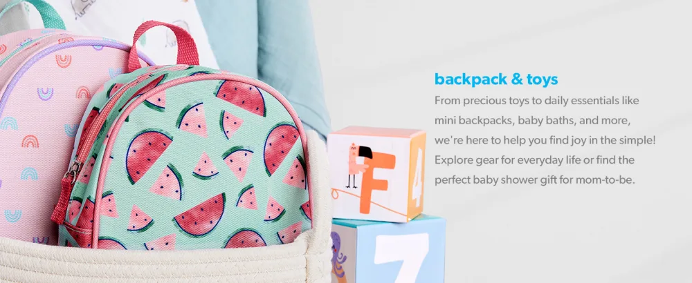 Simple Joys by Carter's Turtle Activity Toy  by The Sea  One Size - a pink mini backpack with rainbows and a teal mini backpack with watermelons printed