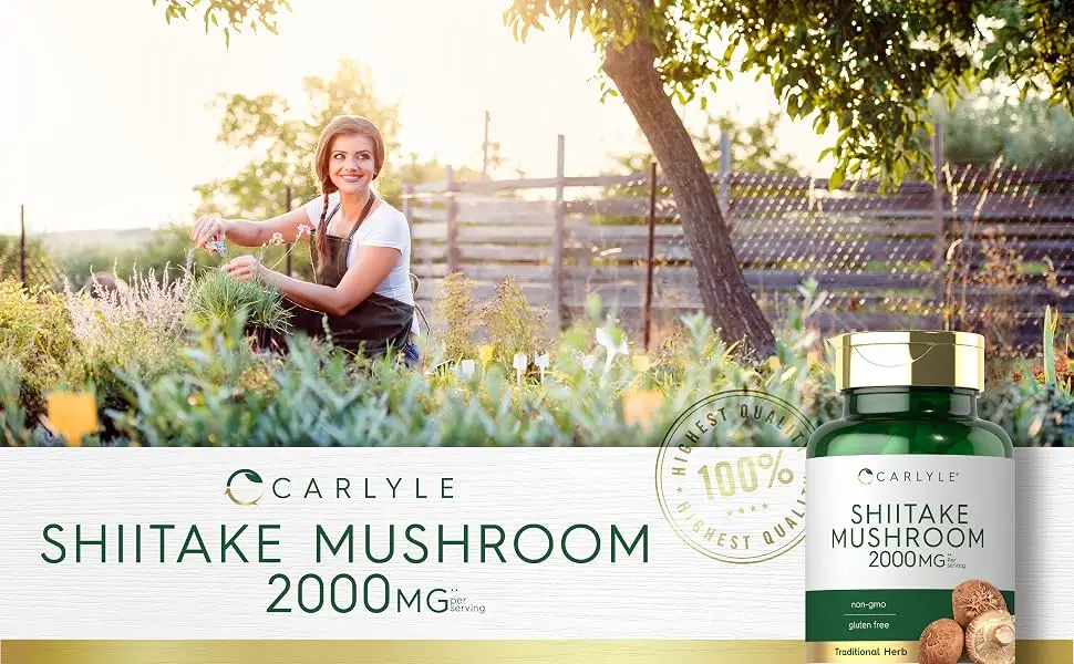 Carlyle Shiitake Mushroom Extract | 2000mg | 200 Capsules | Non-GMO  Gluten Free - CL14993 1