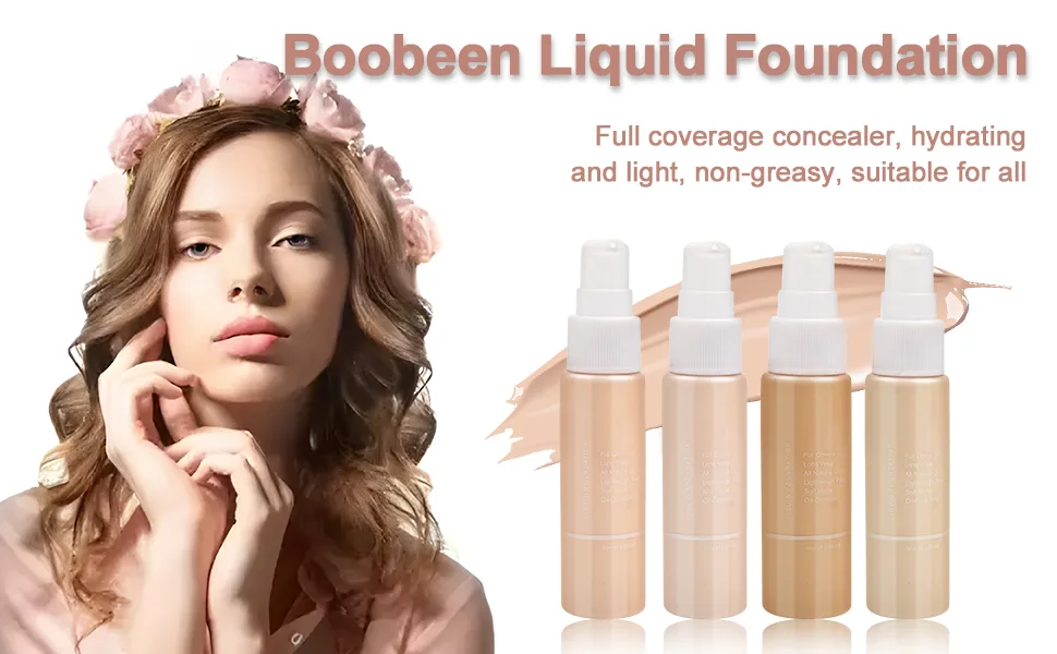 Boobeen Liquid Foundation Concealer Full Coverage Base Foundation Flawless Foundation Corrector  Longwear  Skin Brightener & Contour 01 - foundation stick makeup foundation brush foundation makeup foundation stick foundation powder