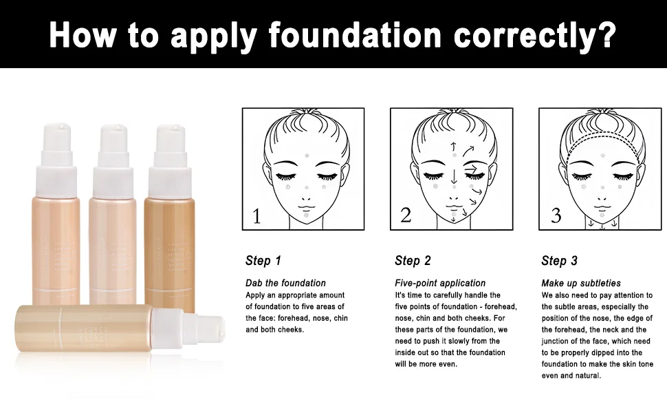 Boobeen Liquid Foundation Concealer Full Coverage Base Foundation Flawless Foundation Corrector  Longwear  Skin Brightener & Contour 01 - foundation stick makeup foundation brush foundation makeup foundation stick foundation powder