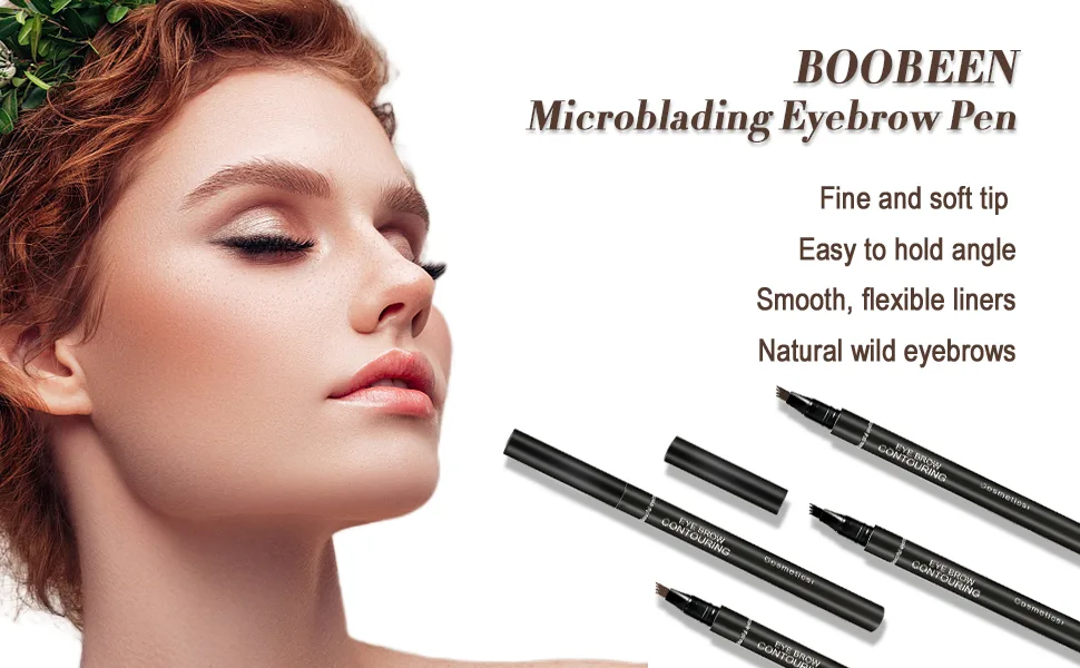 Boobeen Eyebrow Pen Waterproof Liquid Eyebrow Pencil  Microblading Eyebrow Pen with Precision Applicator  Creates Natural Eyebrow Makeup Dark brown - eyebrow pen microblade eyebrow pen eyebrow microblading pen eyebrow tattoo pen waterproof