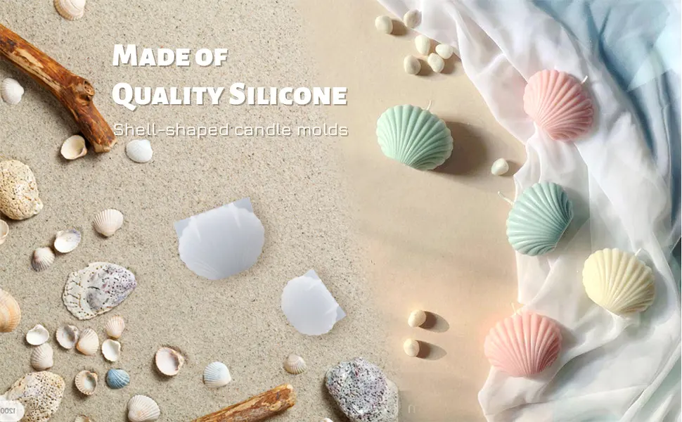 HUAKENER Seashell Candle Molds  Scallop Silicone Molds for Candle Soap Making Beach Wedding Home Decoration - shell molds