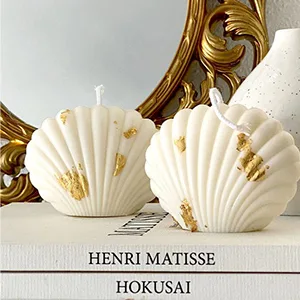 HUAKENER Seashell Candle Molds  Scallop Silicone Molds for Candle Soap Making Beach Wedding Home Decoration - shell soap mold