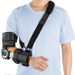 Hinged ROM Elbow Brace Post OP Elbow Brace with Strap Stabilizer Splint Arm Injury Recovery Surgery Support Fracture Rehabilitation Left Hand - Hinged ROM Elbow Brace