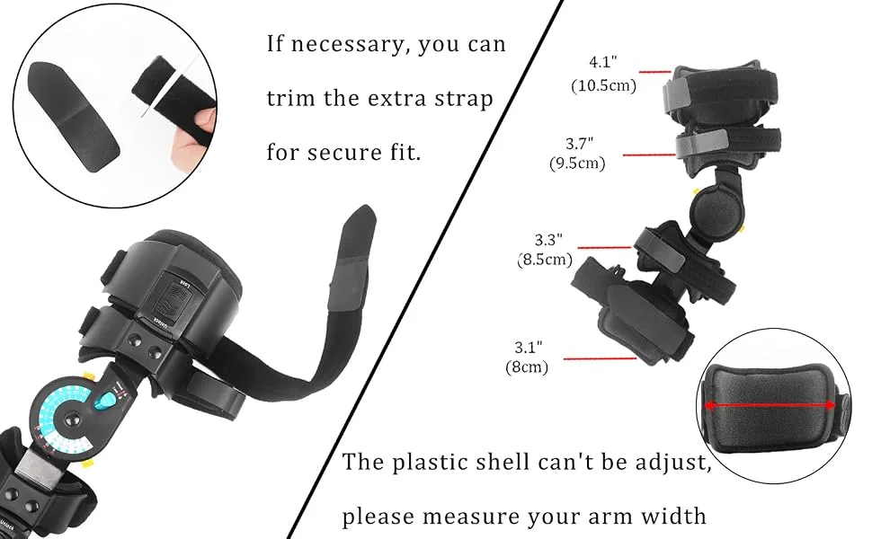 Hinged ROM Elbow Brace Post OP Elbow Brace with Strap Stabilizer Splint Arm Injury Recovery Surgery Support Fracture Rehabilitation Left Hand - Hinged ROM Elbow Brace