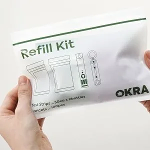 OKRA Diabetes Testing-Kit Refill  Blood-Sugar Test Glucose Strips and Lancets  100 Refill Strips - refill kit diabetes lancets lancing device test strips meter blood glucose control solution