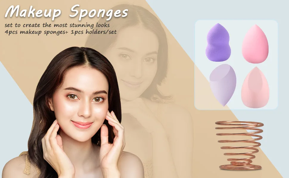 Makeup Sponge Set Makeup Blender for Face  Perfect for Foundation  Powder  and Blending - Includes Holder for Easy Storage! - Makeup Sponge