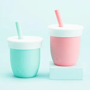 Munchkin  C est Silicone! Open Training Cup with Straw for Babies and Toddlers 6 Months+  4 Ounce  Mint - product information 2