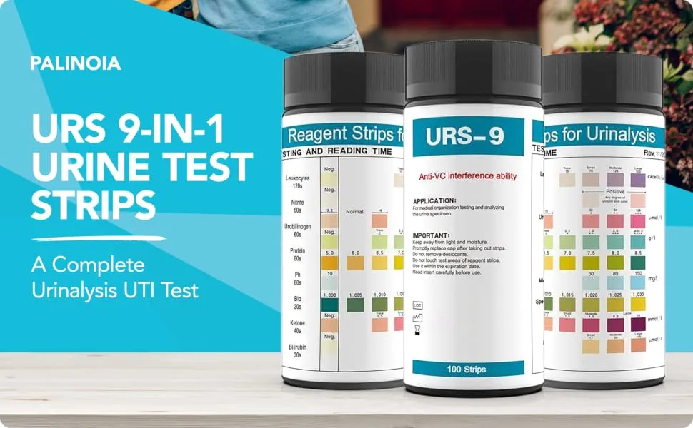 URS 9-in-1 Urine Test Strips 9 Parameters Testing UTI  Protein/Leukocytes/Nitrite/pH/Blo  100 CT - Basic 4