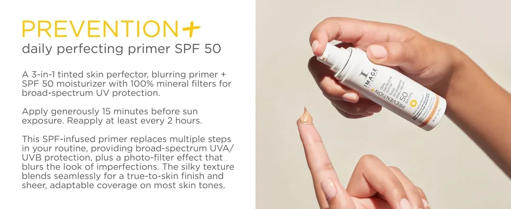 IMAGE Skincare  Prevention+ Daily Perfecting Primer SPF 50  Zinc Oxide Face Priming Sunscreen Lotion  1 oz - ABOUT