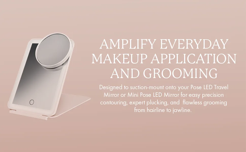 Vanity Planet Pose Mini Travel Mirror Magnifier Attachable 10x Magnifying Mirror with Suction Mount - Mounts Easily to Pose and Mini Pose Makeup Mirrors - VP Pose Mini Magnifier