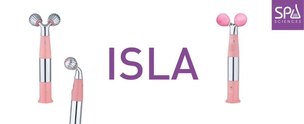 Spa Sciences - ISLA Facial and Body Contouring System - Interchangeable Rose Quartz and Steel Globes - Massaging Device - USB Rechargeable - For All Skin Types - isla