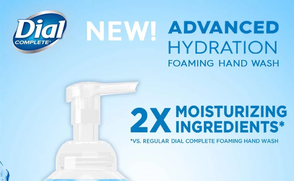 Dial Complete Anti-Bacterial Advanced Hydration Foaming Hand Wash  Spring Water  45 fl oz (3-15 fl oz bottles) - Dial Advanced Hydration Foaming Hand Wash 2X Formula 2X Moisturizing Ingredients