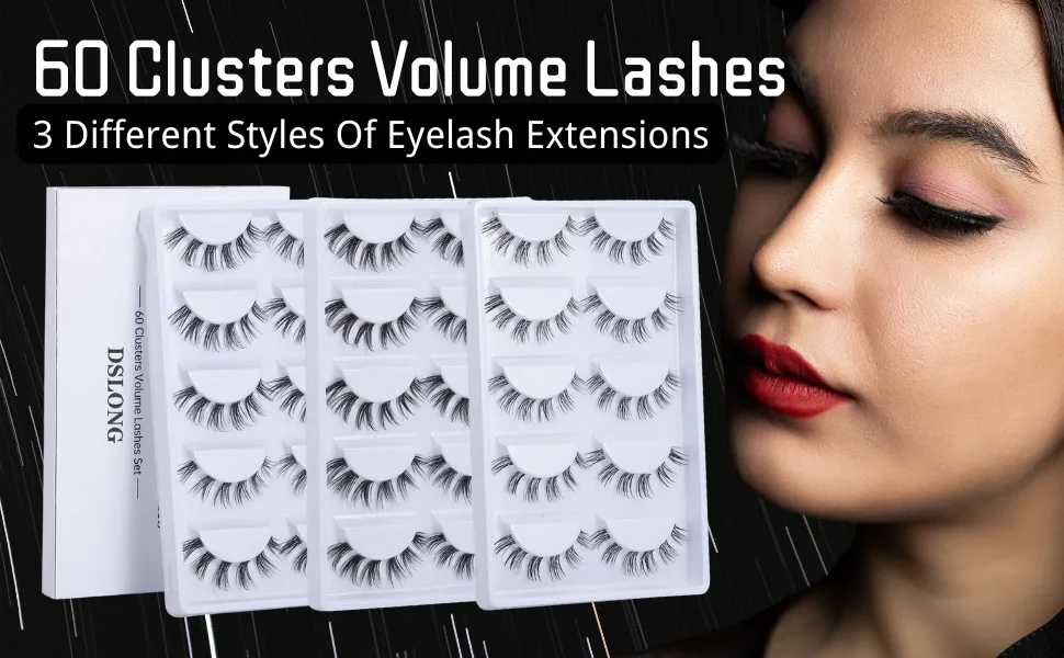 DSLONG Cluster Lashes  DIY Lash Extensions Individual Lash  Manga Lashes Natural Look Clear Band Anime Lashes  60 Clusters Volume Lashes Set Individual Eyelash Extensions (A-02) - product information 2