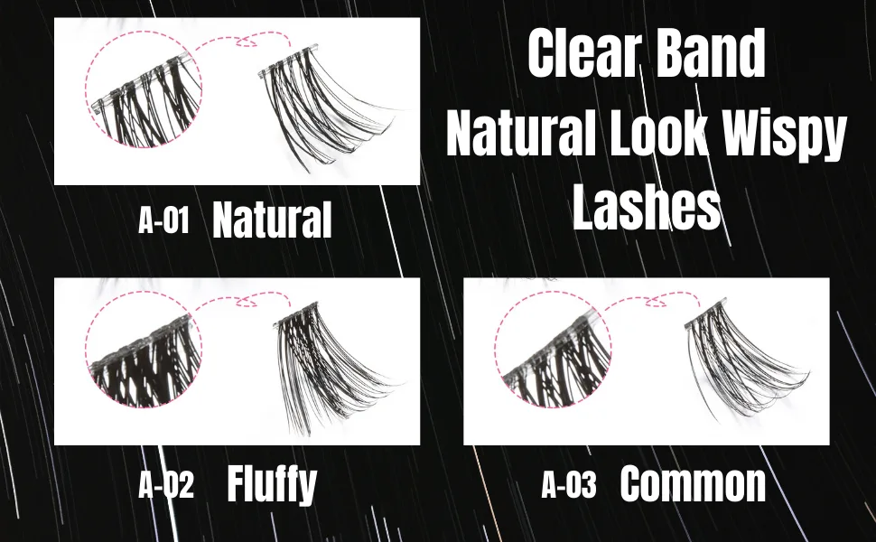 DSLONG Cluster Lashes  DIY Lash Extensions Individual Lash  Manga Lashes Natural Look Clear Band Anime Lashes  60 Clusters Volume Lashes Set Individual Eyelash Extensions (A-02) - product information 4