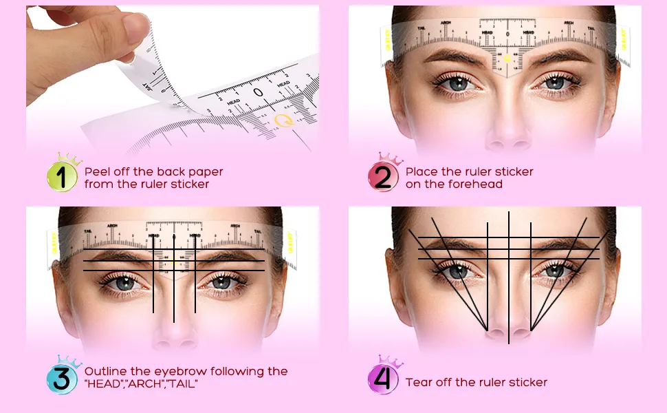 QUEEJOY Eyebrow Mapping Set includes 10mX2 Colors Brow Mapping String Eyebrow Thread  100pcs Eyebrow Ruler Stickers  Light Beige and White Brow Paste & 3 Concealer Brushes  Eyebrow Pencil and Instructions  Microblading S... - eyebrow ruler sticker