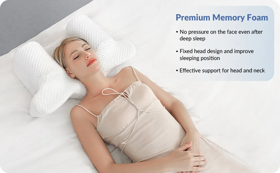 AM AEROMAX Back Sleep Training Pillow for Keep Head Straight Wrinkle Prevention - Beauty Pillow for Anti Wrinkle & Anti Aging. Standard(Head width 7In) White - 1223