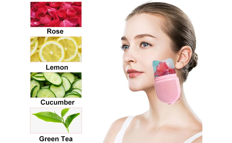 Reusable Cube Silicone Mold Ice Roller With Brush For Face Cold Therapy Facial Massage Roller (Pink) - Recipes