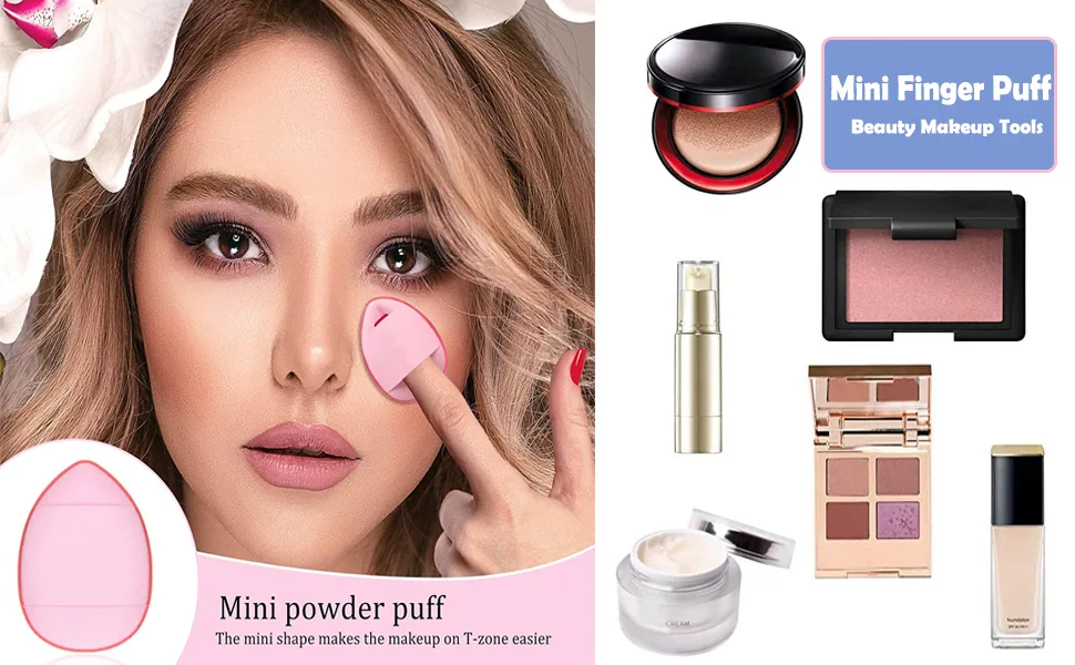 SALOCY Finger Puff  25 Pcs Finger Powder Puff Mini Makeup Sponge Puff for Foundation Concealer Cosmetic Beauty Makeup Tools - product information 2