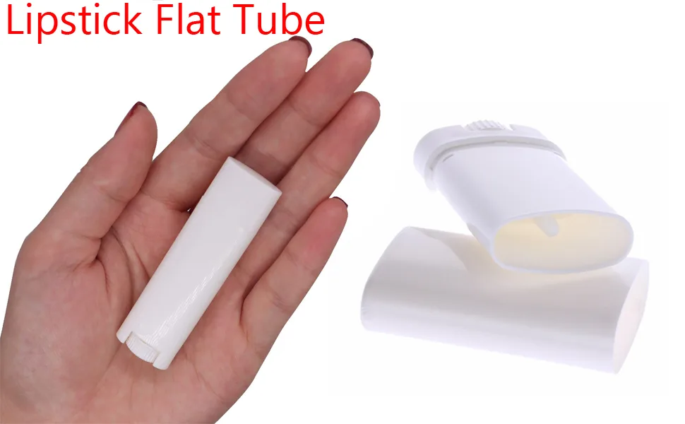 10 PCS Flat White Oval Deodorant Containers Twist-Up Lip Balm Tubes Plastic Lipstick Refills 15ml 15gram Empty Chapstick Stick Tubes for DIY Deodorants Balm Lotion - lipstick flat tube