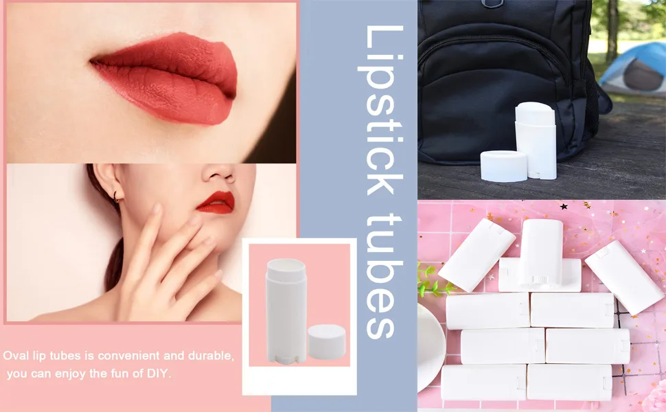 10 PCS Flat White Oval Deodorant Containers Twist-Up Lip Balm Tubes Plastic Lipstick Refills 15ml 15gram Empty Chapstick Stick Tubes for DIY Deodorants Balm Lotion - lipstick tubes