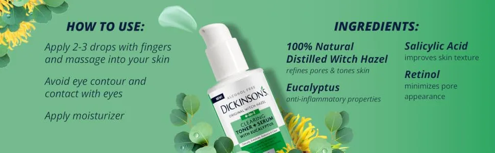 Dickinson's Witch Hazel Clearing Toner + Serum with Eucalyptus - product information 4