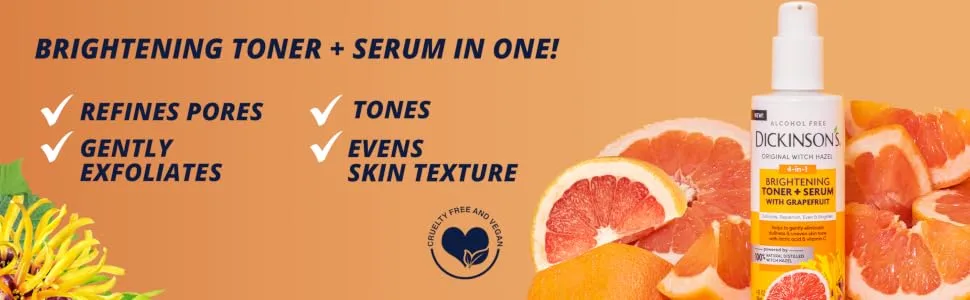 Dickinson's Witch Hazel Brightening Toner + Serum with Grapefruit - product information 2