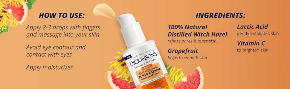 Dickinson's Witch Hazel Brightening Toner + Serum with Grapefruit - product information 4