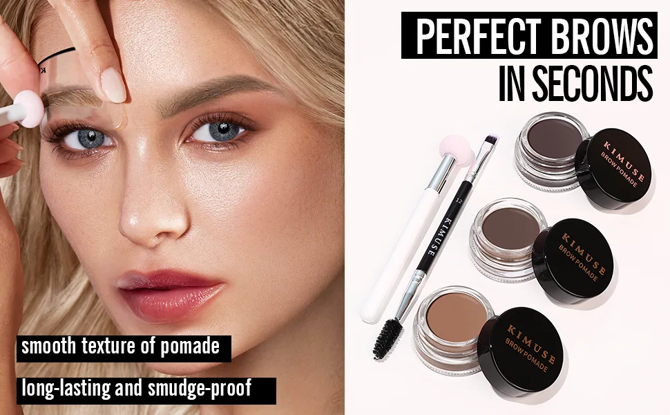 KIMUSE Eyebrow Stamp Stencil Kit  Brow Gel with Eyebrow Stencils & Eyebrow Brush  Long Lasting  Waterproof Buildable Eyebrow Pomade Makeup MEDIUM BROWN - product information 11