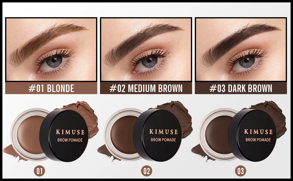 KIMUSE Eyebrow Stamp Stencil Kit  Brow Gel with Eyebrow Stencils & Eyebrow Brush  Long Lasting  Waterproof Buildable Eyebrow Pomade Makeup MEDIUM BROWN - product information 18