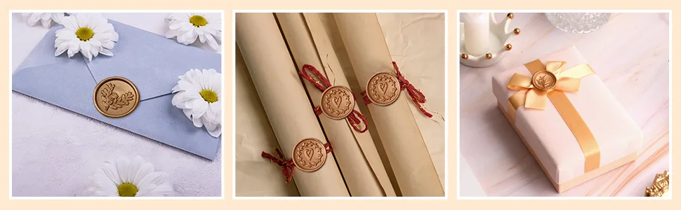 Outus Wax Seal Stickers Envelope Seal Stickers Wedding Invitation Envelope Seals Self Adhesive Gold Stickers for Valentines Day Birthday Bridal Shower Party (Eucalyptus Style  200 Pieces) 200 Eucalyptus Style - product information 3