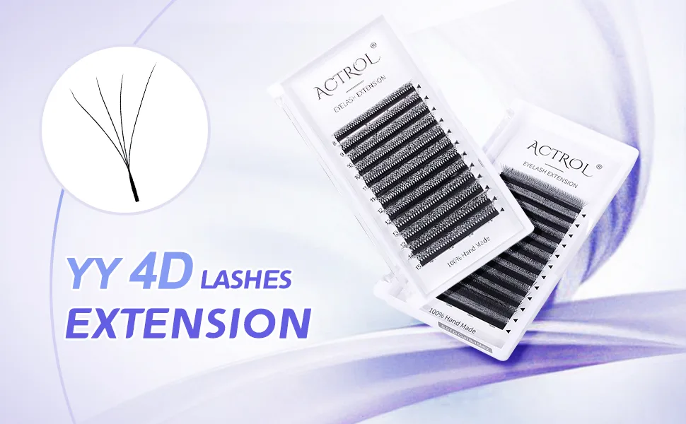 W Eyelash Extensions 4D Volume 0.07D Curl 8-15mm Easy Fan W-shaped Lash Premades Cluster Black W Lash W4D-0.07D/8-15Mix - 4d eyelash extensions