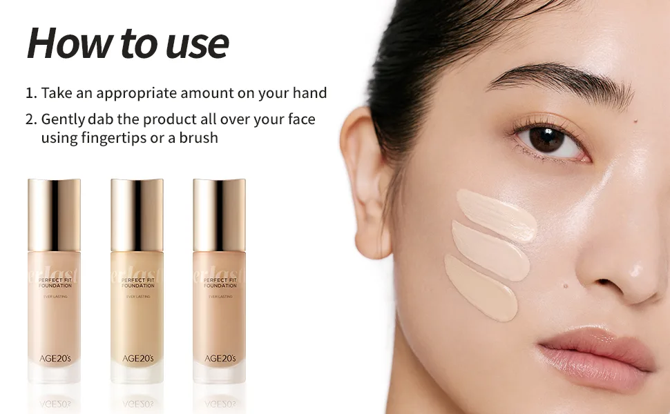AGE 20's Perfect Fit Liquid Foundation Makeup  48-Hours-Lasting  Lightweight  Seamless Coverage  Natural Matte Finish  03 Beige  1.01 fl oz - Age 20