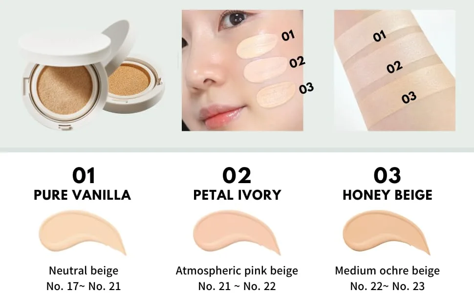 Holika Holika Reliefit CICA Clear Cushion 01 Pure Vanilla 14g  0.49oz / 1Set + 1 Refill/Vegan Cushion Foundation - product information 15