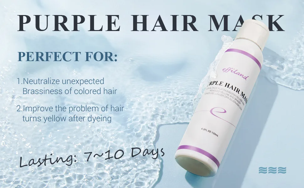 EFFILAND Purple Hair Mask - Remove Yellow/Orange/Brassiness For Blonde  Platinum  Bleached  Silver  Gray  Ash & Brassy Hair - product information 14