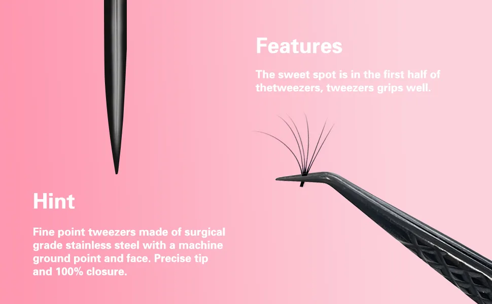 Professional Tweezers for Eyelash Extensions Super Strong Grip High Precision Stainless Steel Volume Tweezers (JM3-1 Black) - LASH EXTENSION