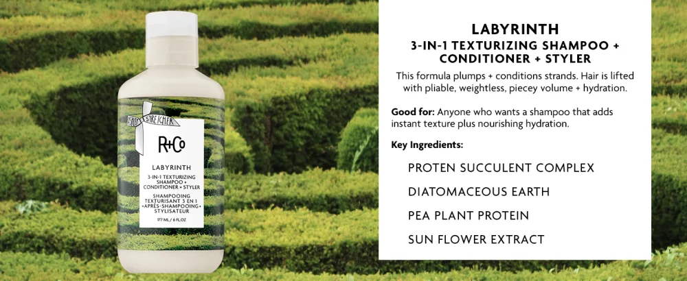 Labyrinth 3-in-1 Texturizing Shampoo + Conditioner + Styler | Touchable Texture + Volume + Hydration | Vegan + Cruelty-Free | 6 OZ - labyrinth desktop