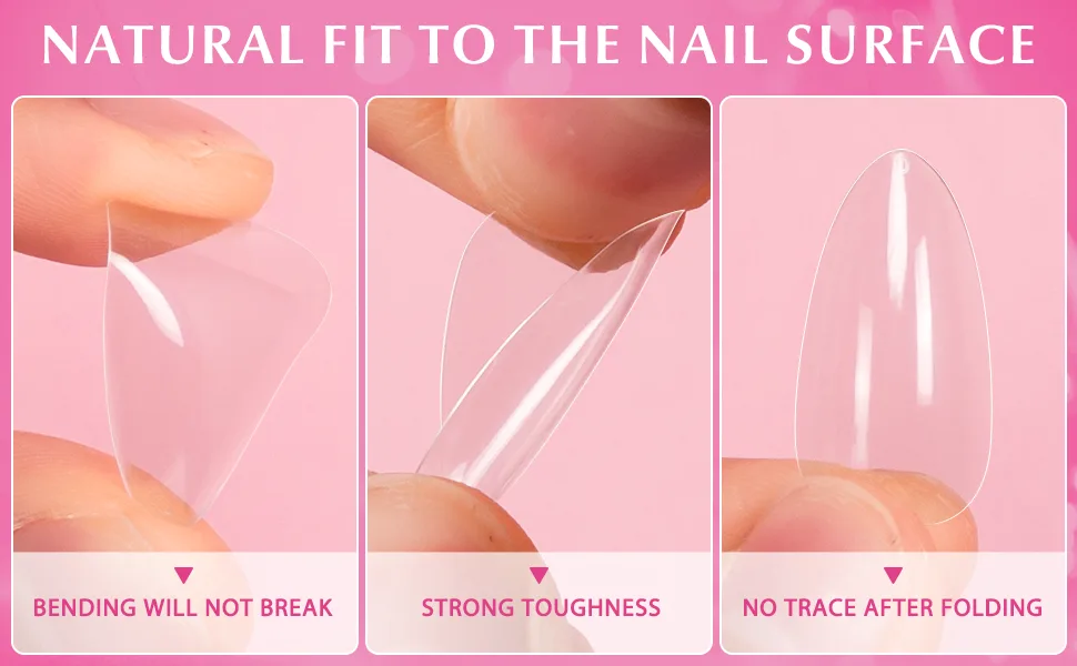 AORAEM 240PCS Clear Almond Nails  Stiletto Nail Tips False Nails Tips Art Tips Oval Shape Acrylic Fake Nail for DIY CC-Almond-240 - Nail Tips