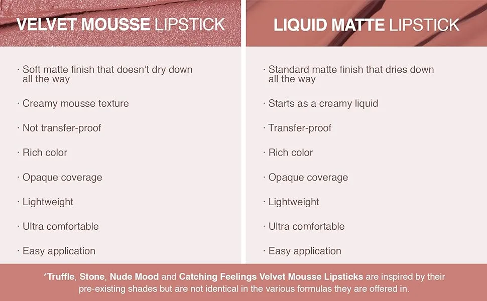 Dose of Colors Velvet Mousse Lipsticks (Plush) - Differences between the 2