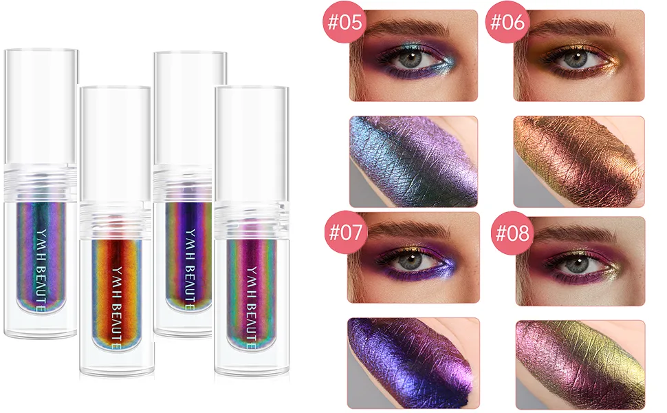 YMH BEAUTE Liquid Glitter Eyeshadow  Pigmented  Long Lasting  Quick Drying  Easy to Apply  Loose Glitter Glue for Eye Crystals Makeup (07 Blue - Purple) - Chameleon Liquid Eyeshadow