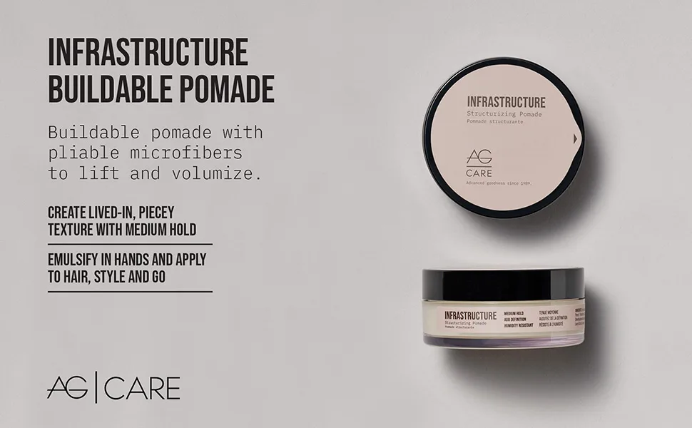 AG Care Infrastructure Structurizing Pomade  2.5 Fl Oz - AG Hair Infrastructure Buildable Pomade | Emulsify in hands and apply to hair, style and go