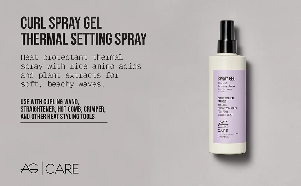 AG Care Curl Spray Gel Thermal Setting Spray  8 Fl Oz Old Collection - Curl Spray Gel Thermal Setting Spray - Heat protectant thermal spray