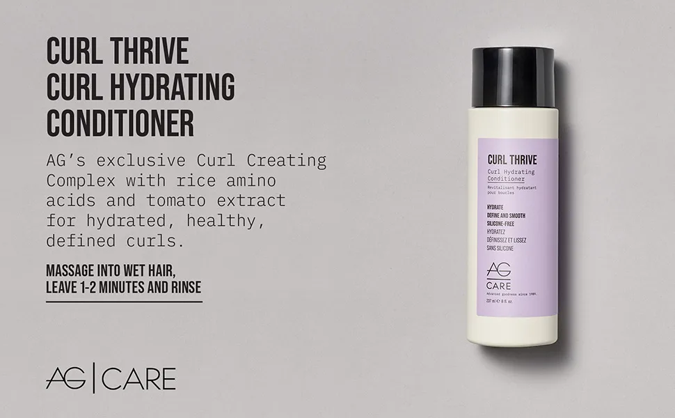 AG Care Curl Thrive Hydrating Conditioner  8 Fl Oz New collection - AG Care Curl Thrive Curl Hydrating Conditioner - for hydrated, healthy defined curls