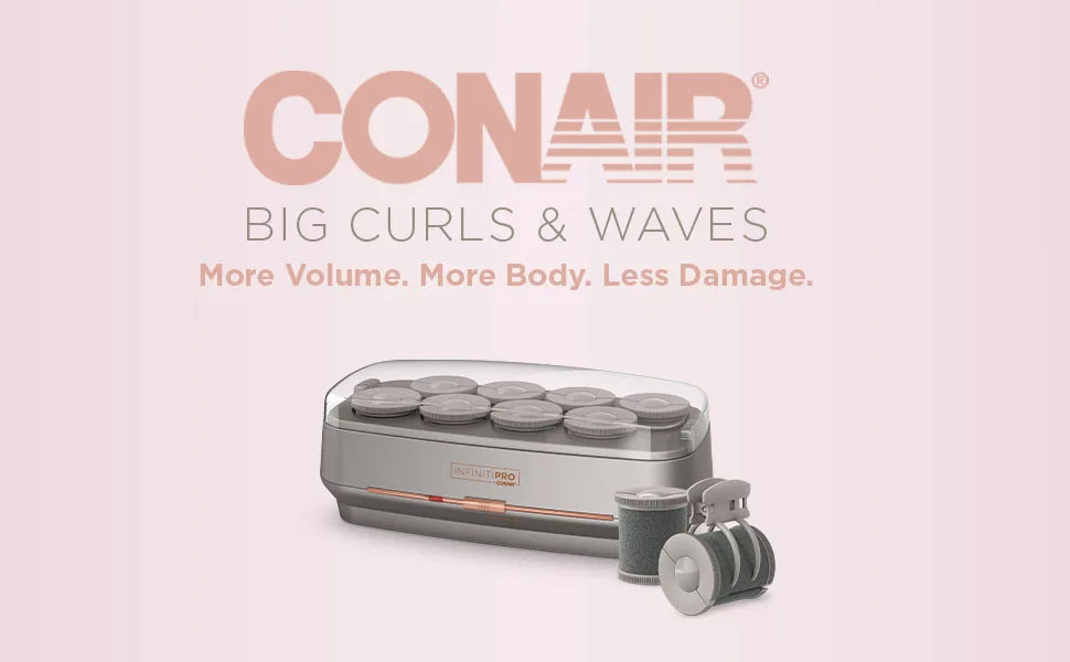 INFINITIPRO BY CONAIR Hot Roller Set with Ionic Generator  Eight 2-inch Jumbo Rollers plus Eight 2-prong clips - Conair Hot Roller Set, Eight 2-inch Jumbo Rollers plus Eight 2-prong clips