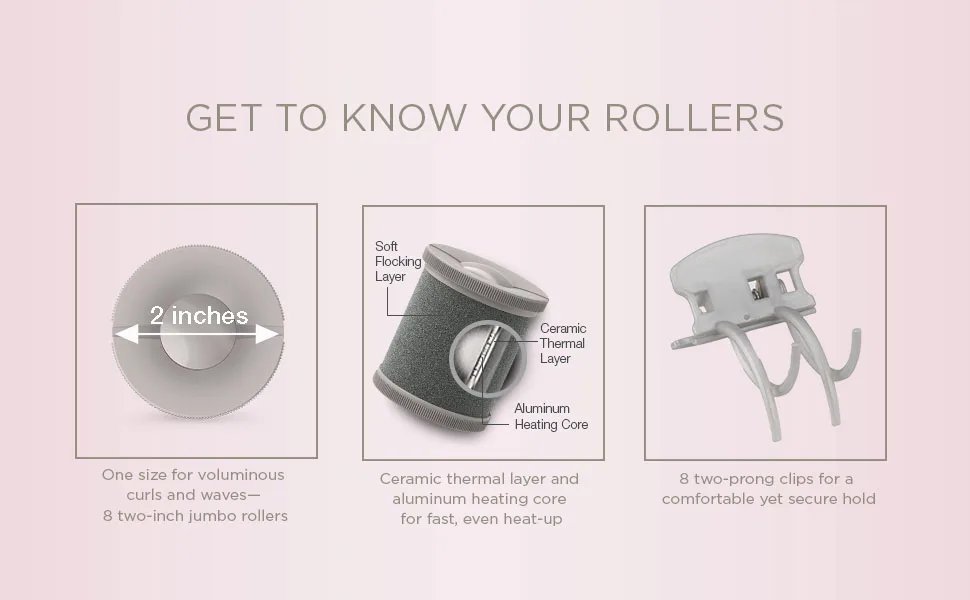 INFINITIPRO BY CONAIR Hot Roller Set with Ionic Generator  Eight 2-inch Jumbo Rollers plus Eight 2-prong clips - Includes 2-inch Rollers. Ceramic technology provides even heat transfer for long lasting curls