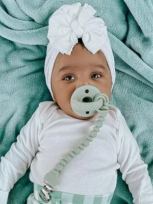 Itzy Ritzy Silicone Pacifier Clip  100% Silicone Pacifier Strap with Clip Keeps Pacifiers  Teethers & Small Toys in Place  Features One-Piece Design & Silicone Cord  Toast - itzy ritzy itsy ritzy pacifier clip beaded pacifier clip silicone clip leash correa de chupete