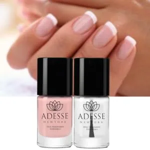 Adesse New York Organic Infused Multi-Tasking Base & Top Coat Duo Nail Treatment | Smoothing Base Coat & Diamond Shine Top Coat - Multi-Tasking Base & Top Coat Nail Treatment Duo