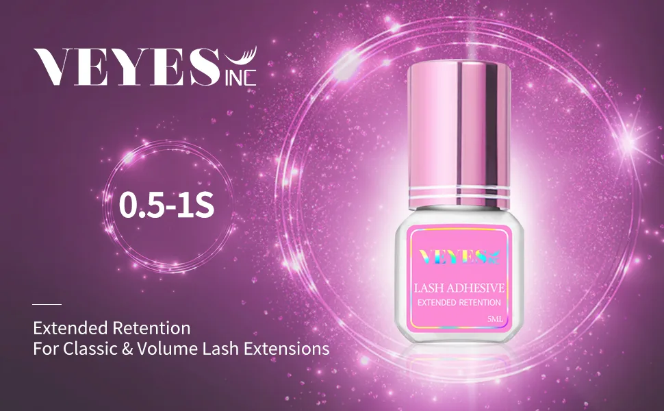 VEYES INC Eyelash Extension Glue - 0.5-1 Sec Drying (0.17fl.oz / 5ml)/Up to 8 Weeks Retention/Black Adhesive for Professional Use Only - lash glue